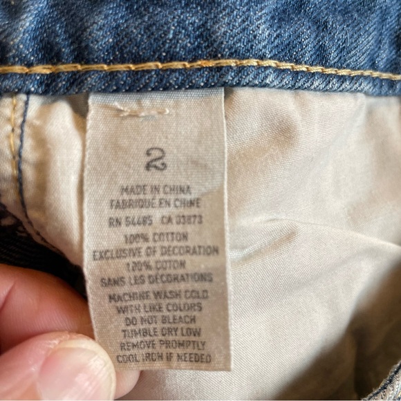 Y2K American Eagle Mini Jean Skirt Women 2 Light Denim Cotton Frayed Hem Casual - Picture 4 of 11